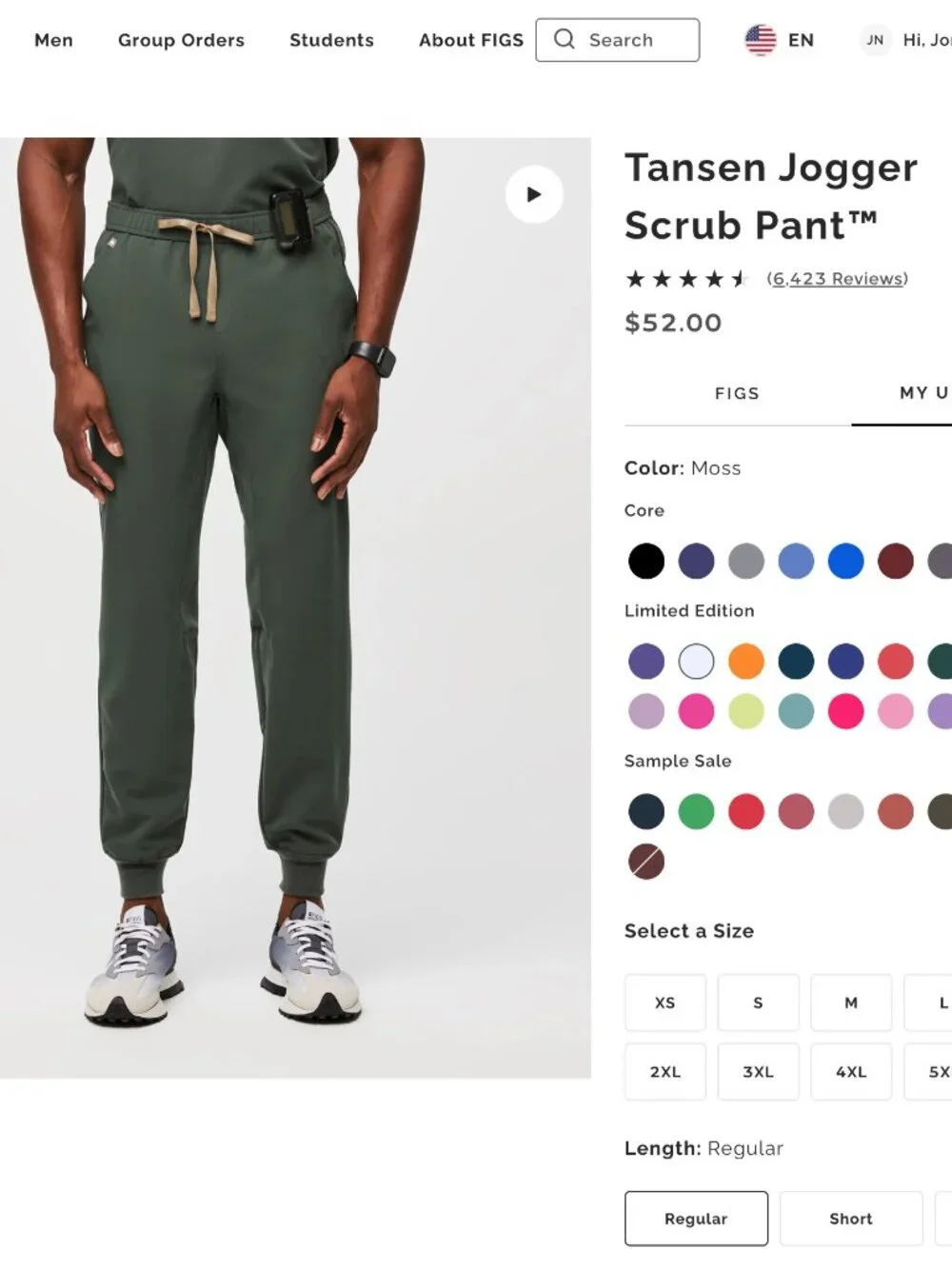 New Tansen Jogger Figs Scrubs (Moss color)